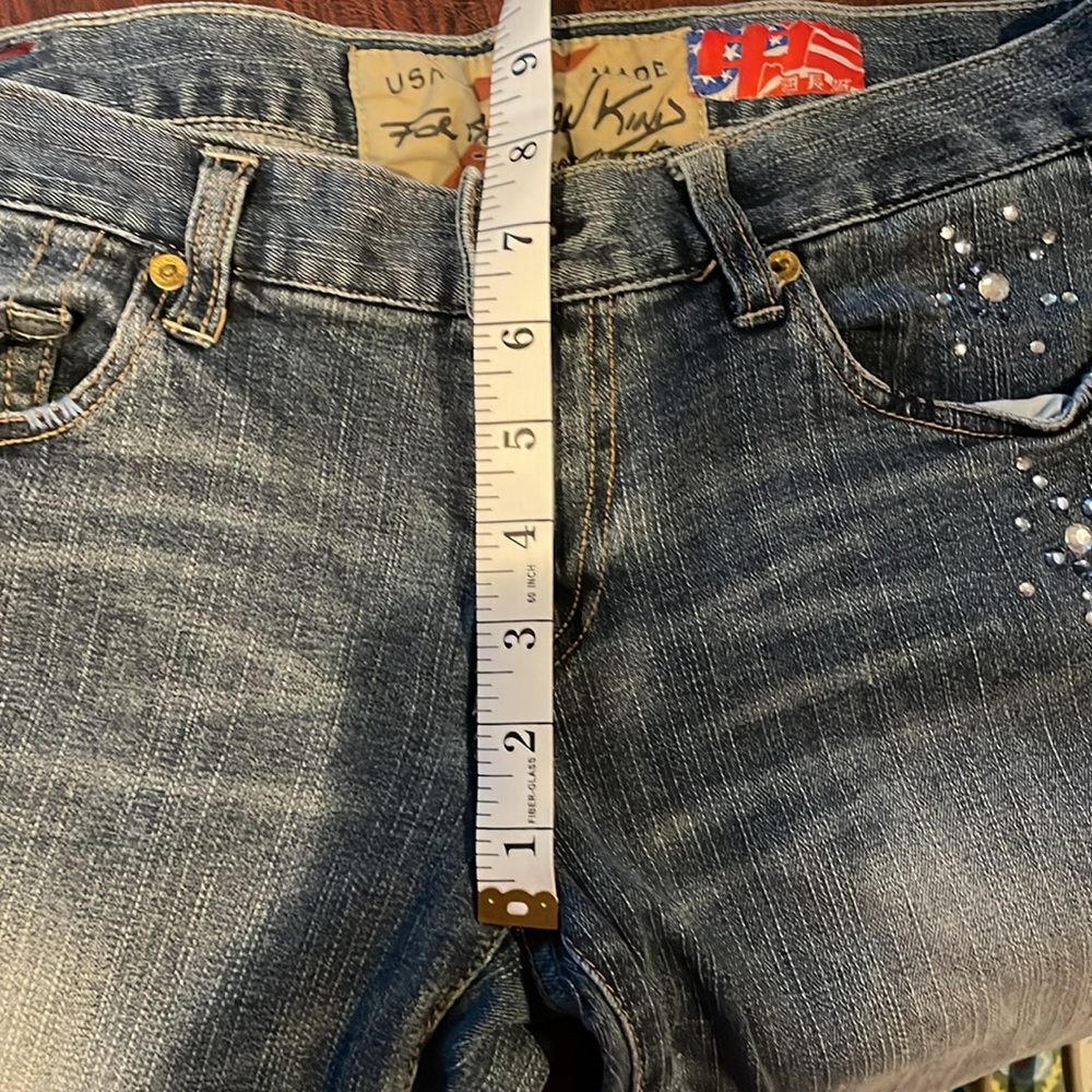 7 For All Mankind "Great China Wall" jeans. Low-rise, flare, rhinestone. Size 27 - Picture 8 of 8